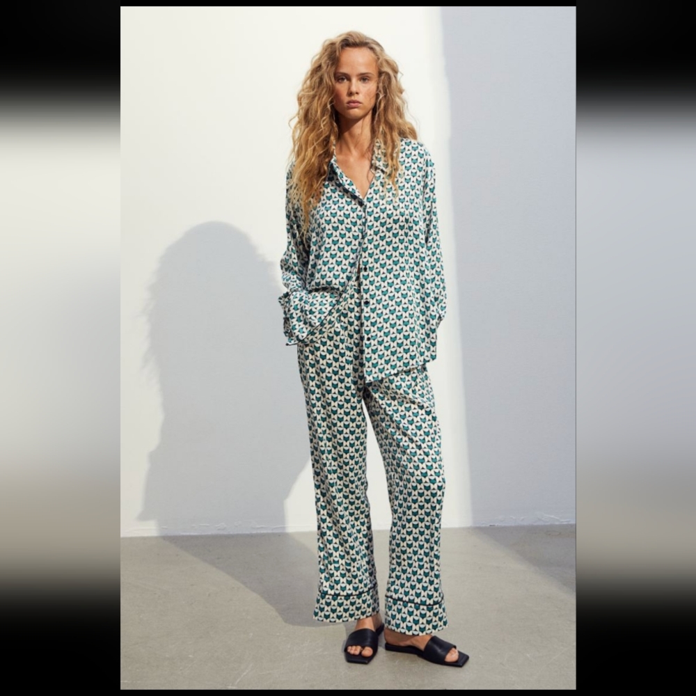 Satin shirt and pants. Pajama Set Or Home Wear. NEW H&M
